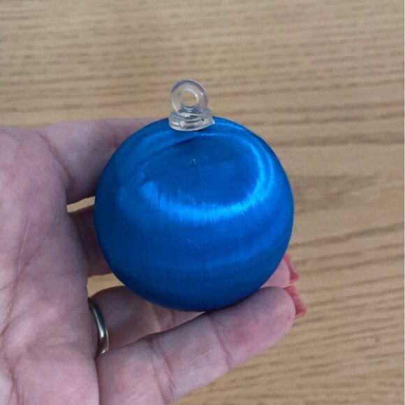 Vtg Satin Sheen Christmas Ornaments Blue and White Set Of 8 Holiday Decor 2 inch - Picture 3 of 4